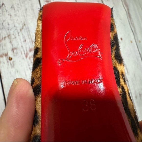 CHRISTIAN LOUBOUTIN Highness 160 PonyHair Leopard Print Peep Toe Platforms 38 EU - Picture 8 of 17